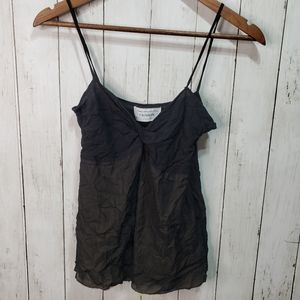Chaiken Black Tan 2 Layer Silk Tank Cami Side Zip.